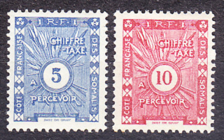 FRANCÚZSKE SOMÁLSKO 1915, Michel 1-2, * čisté. KOLÓNIE. DOPLATNÉ. ČÍSLICE.