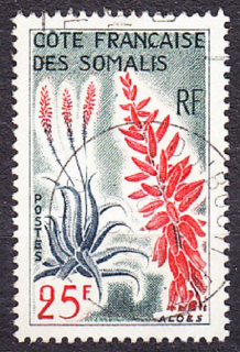 FRANCÚZSKE SOMÁLSKO 1966, Michel 375, razená. KOLÓNIE. KVETY - ALOE.