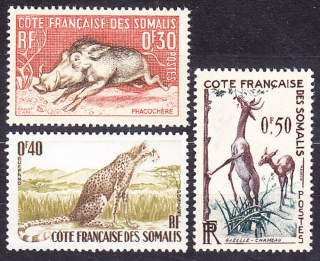 FRANCÚZSKE SOMÁLSKO 1958, Michel 314-316, ** čisté. KOLÓNIE. ZVIERATÁ.