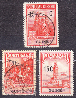 PORTUGALSKÁ GUINEA 1925, Michel 4-6, razená séria. KOLÓNIE. PRÍPLATKOVÉ. MARKÍZ DE POMBAL.