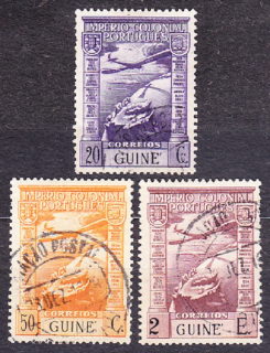 PORTUGALSKÁ GUINEA 1938, Michel 242-243, 245, razené. KOLÓNIE. LETECKÉ - KRAJINY.