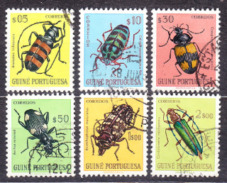 PORTUGALSKÁ GUINEA 1963, Michel 281-284, 286-287, razené. KOLÓNIE. CHROBÁKY.