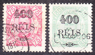 PORTUGALSKÁ GUINEA 1902, Michel 73-74, razené. KOLÓNIE. KRÁĽ CARLOS I. - PRETLAČE.