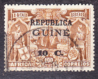 PORTUGALSKÁ GUINEA 1913, Michel 118, razená. KOLÓNIE. PRETLAČ NA ZNÁMKE Z PORTUGALSKEJ AFRIKY.