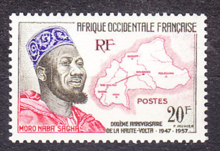 FRANCÚZSKA ZÁPADNÁ AFRIKA 1958, Michel 100, ** čistá séria. KOLÓNIE. KRÁĽ MORO NABA SAGHA, MAPA.