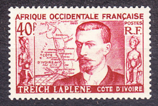 FRANCÚZSKA ZÁPADNÁ AFRIKA 1952, Michel 63, ** čistá séria. KOLÓNIE. BÁDATEĽ TREICH-LAPLENE, MAPA.