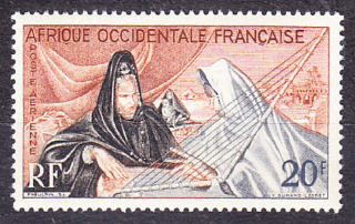 FRANCÚZSKA ZÁPADNÁ AFRIKA 1958, Michel 101, ** čistá séria. KOLÓNIE. LETECKÉ - HARFISTKA.