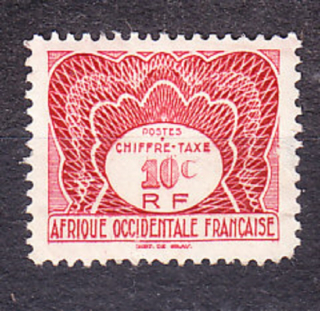 FRANCÚZSKA ZÁPADNÁ AFRIKA 1947, Michel 1, * čistá. KOLÓNIE. DOPLATNÉ. ČÍSLICE.