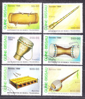 GUINEA-BISSAU 1989, Michel 1011-1016, razené. HUDOBNÉ NÁSTROJE.