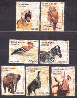 GUINEA-BISSAU 1988, Michel 982-988, razená séria. AFRICKÉ ZVIERATÁ.
