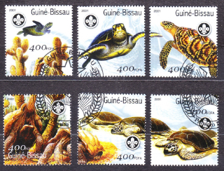 GUINEA-BISSAU 2001, Michel 1584-1589, razená séria. KORYTNAČKY.