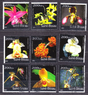 GUINEA-BISSAU 2001, Michel 1470-1478, razené. ORCHIDEJE.