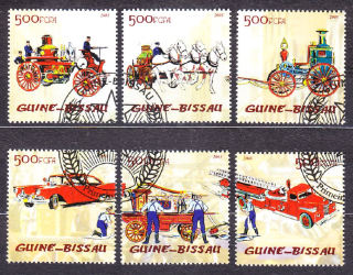 GUINEA-BISSAU 2005, Michel 2909-2914, razená séria. HISTORICKÉ HASIČSKÉ AUTÁ.