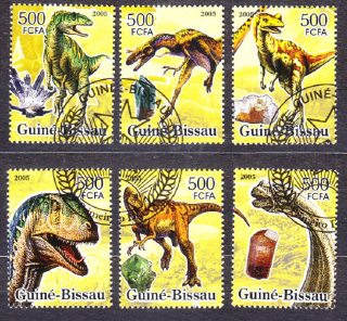 GUINEA-BISSAU 2005, Lokálne vydanie, razená séria. DINOSAURY.