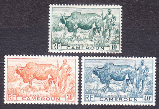 KAMERUN 1946, Michel 270-272, **/* čisté. KOLÓNIE. PASTIER DOBYTKA.