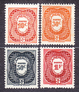 KAMERUN 1947, Michel 25-28, ** čisté. KOLÓNIE. DOPLATNÉ. ČÍSLICE.