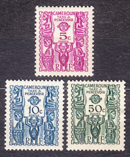 KAMERUN 1939, Michel 14-15, 19, * čisté. KOLÓNIE. DOPLATNÉ. FIGÚRKY.