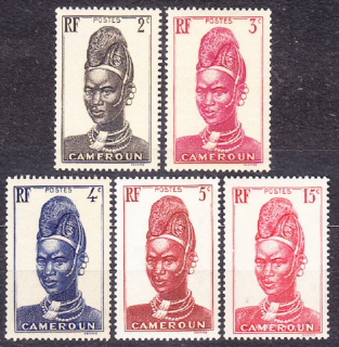 KAMERUN 1939, Michel 126-129, 131, * čisté. KOLÓNIE. DOMORODKYŇA.