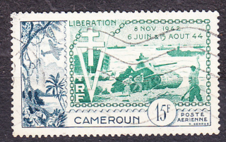 KAMERUN 1954, Michel 304, razená séria. KOLÓNIE. VYLODENIE V NORMANDII.