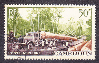 KAMERUN 1955, Michel 309, razená. KOLÓNIE. DREVÁRSKE AUTO.