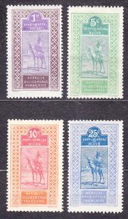 HORNÝ SENEGAL A NIGER 1914, Michel 18, 21-22, 25, * čisté. KOLÓNIE. JAZDEC NA ŤAVE.