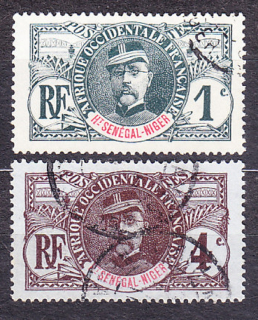 HORNÝ SENEGAL A NIGER 1906, Michel 1, 3, razené. KOLÓNIE. GENERÁL L. FAIDHERBE.