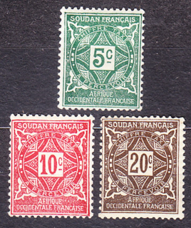 FRANCÚZSKY SUDÁN 1931, Michel 11-12, 14, **/* čisté. KOLÓNIE. DOPLATNÉ. ČÍSLICE.