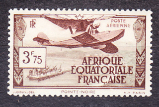 FRANCÚZSKA ROVNÍKOVÁ AFRIKA 1937, Michel 70, ** čistá. KOLÓNIE. LETECKÉ.