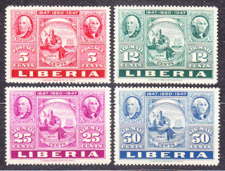 LIBÉRIA 1947, Michel 387-390, ** čistá séria. VÝSTAVA ZNÁMOK V USA.