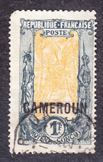 KAMERUN 1921, Michel 61, razená. KOLÓNIE. PRETLAČ NA ZNÁMKE ZO STREDNÉHO KONGA.