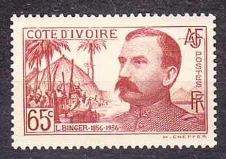 POBREŽIE SLONOVINY 1937, Michel 159, * čistá séria. KOLÓNIE. GENERÁL G. BINGER.