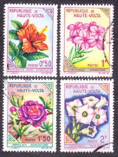 HORNÁ VOLTA 1963, Michel 120-123, razené. KVETY.
