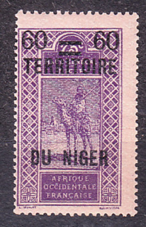 FRANCÚZSKY NIGER 1922, Michel 25, * čistá. KOLÓNIE. JAZDEC NA ŤAVE - PRETLAČE.