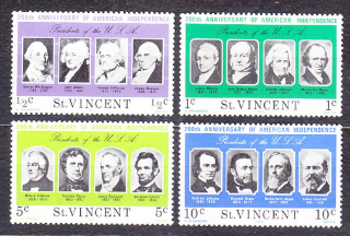 ST. VINCENT 1975, Michel 411-412, 414-415, * čisté. AMERICKÍ PREZIDENTI.