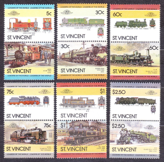 ST. VINCENT 1985, Michel 832-843, ** čistá séria. STARÉ LOKOMOTÍVY.