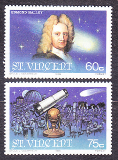 ST. VINCENT 1986, Michel 933-934, **/* čisté. TELESKOP, HALLEYOVA KOMÉTA.