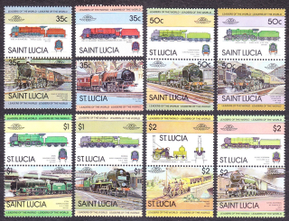 ST. LUCIA 1983, Michel 612-627, ** čistá séria. STARÉ LOKOMOTÍVY.