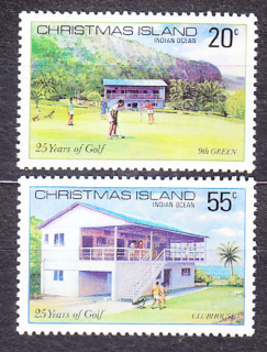 VIANOČNÝ OSTROV 1980, Michel 122-123, ** čistá séria. GOLFOVÝ KLUB.