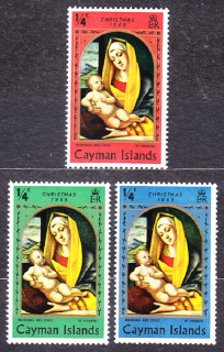 CAYMAN ISLANDS 1969, Michel 241-243, * čisté. KOLÓNIE. VIANOCE, MAĽBY - MADONA.