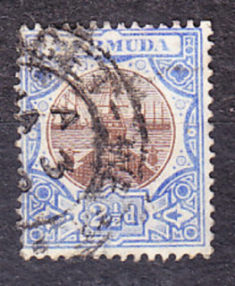 BERMUDA 1906, Michel 29, razená. KOLÓNIE. PRÍSTAV, LODE.