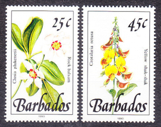 BARBADOS 1990, Michel 731, 733, ** čisté. RASTLINY A KVETY.