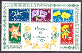 BARBADOS 1970, Michel Block 3, ** čistý hárček. KVETY.