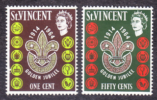 ST. VINCENT 1964, Michel 195, 198, **/* čisté. KOLÓNIE. KRÁĽOVNÁ ALŽBETA II. - SKAUTSKÉ.