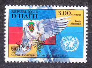 HAITI 1995, Michel 1540, razená. HOLUBICA MIERU, OSN - 50. VÝROČIE.