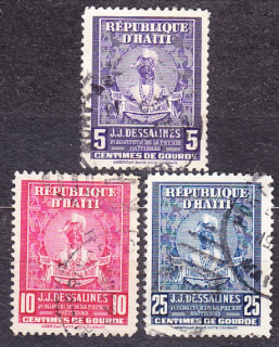 HAITI 1947, Michel 355-357, razené. KRÁĽ J. J. DESSALINES.