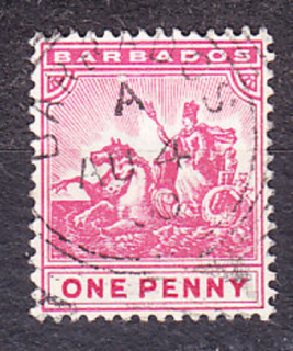 BARBADOS 1892, Michel 44, razená. KOLÓNIE. PEČAŤ OSTROVA.