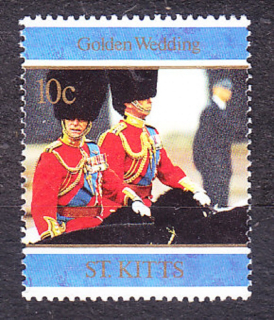 ST. KITTS 1997, Michel 448, ** čistá. KRÁĽOVNÁ ALŽBETA II. - ZLATÁ SVATBA.