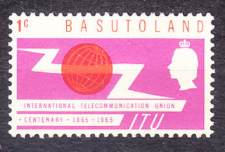 BASUTOLAND 1965, Michel 95, * čistá. KOLÓNIE. MEDZINÁRODNÁ TELEKOMUNIKAČNÁ ÚNIA.