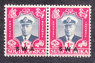 JUHOZÁPADNÁ AFRIKA 1947, Michel 252-253, ** čistá páska. KOLÓNIE. KRÁĽOVSKÁ RODINA - PRETLAČE NA ZNÁMKACH JUŽNEJ AFRIKY.