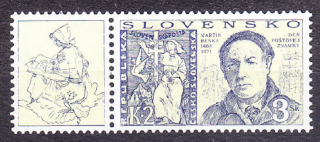 SLOVENSKÁ REPUBLIKA 1996, Zberateľ 110 KĽ, ** čistá séria s ľavým kupónom. DEŇ ZNÁMKY - MARTIN BENKA.